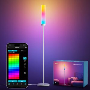 Lepro O1 AI Smart Stehlampe Wohnzimmer 2300LM, Stehlampe Dimmbar 22W RGBCCT, Sprachsteuerung/Musik Sync/DIY, KI-Lichtdesign-Assistent, Kompatibel mit Alexa/Google, WiFi & Bluetooth
