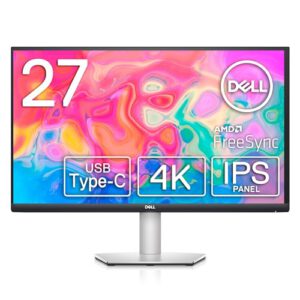 Dell S2722QC USB-C 27 Zoll 4K UHD (3840x2160) Monitor, 60Hz, IPS, 4ms, AMD FreeSync, 99% sRGB, HDR, Eingebaute Lautsprecher, USB-C, 2x HDMI, 2x USB, 3 Jahre Garantie, Silber