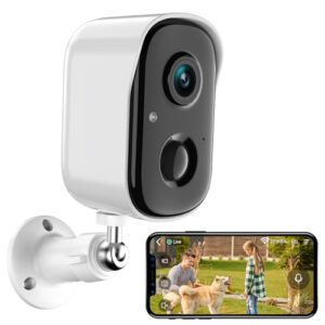RADCLO Überwachungskamera Außen–2K WLAN Kamera, Nachtsicht, kabellose Überwachungskamera Akku mit PIR-Bewegungserkennung, 2-Wege-Audio, IP65, Kompatibel mit Alexa/Google für Haus, Garten, Haustiere