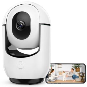 RADCLO Smart 360°Überwachungskamera für den Innenbereich, 2K, Nachtsicht, Überwachungskamera innen mit PIR-Bewegungserkennung, Zwei-Wege-Audio, Cloud/Micro-SD-Speicher, Kompatibel mit Alexa